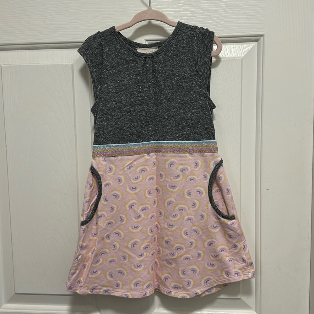 Miki Miette Gray Rainbow Dress Size 3T